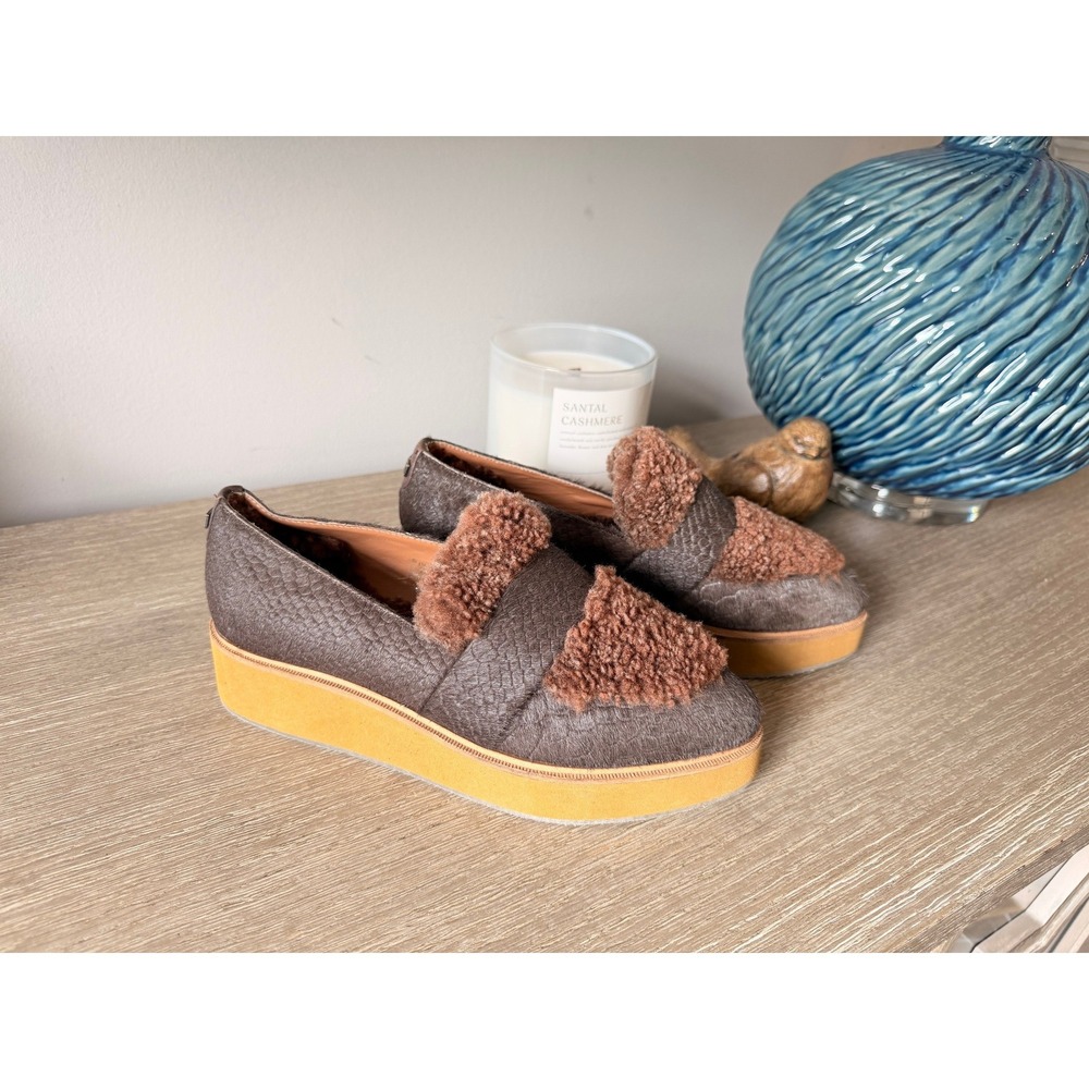 NWOB Australia Luxe Collective Leather Fur Top Bombay Platform Loafer Women US 7